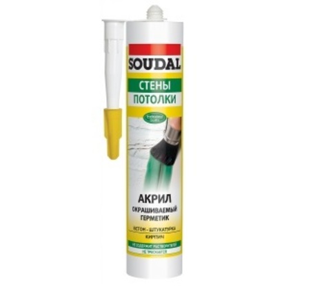Герметик акриловый окрашиваемый Soudal, серый, 280мл