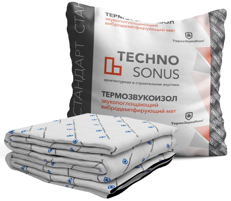 Мат для звукоизоляции Техносонус ТермоЗвукоИзол Стандарт 10х1,5 м х 14 мм